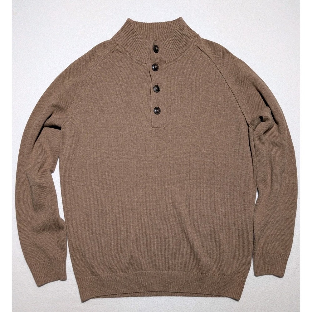 Paul Kehl Zurich Sweater Mens XL Brown Merino‎ Wool Blend Mock Neck Pullover